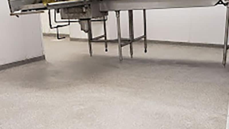 JetRock epoxy flooring applied to a school kitchen floor