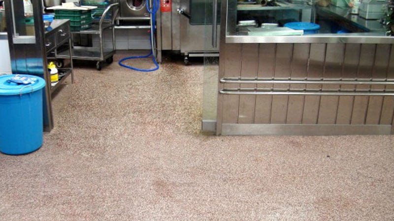 JetRock epoxy flooring applied to a hospital kitchen floor
