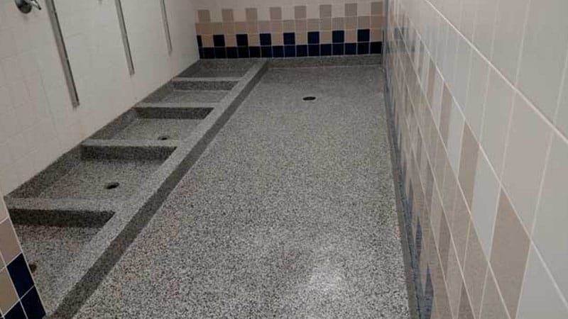 JetRock flooring applied to a hospital shower room floor