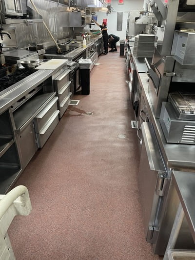 jetrock epoxy installed in a commercial restaurant cooking area